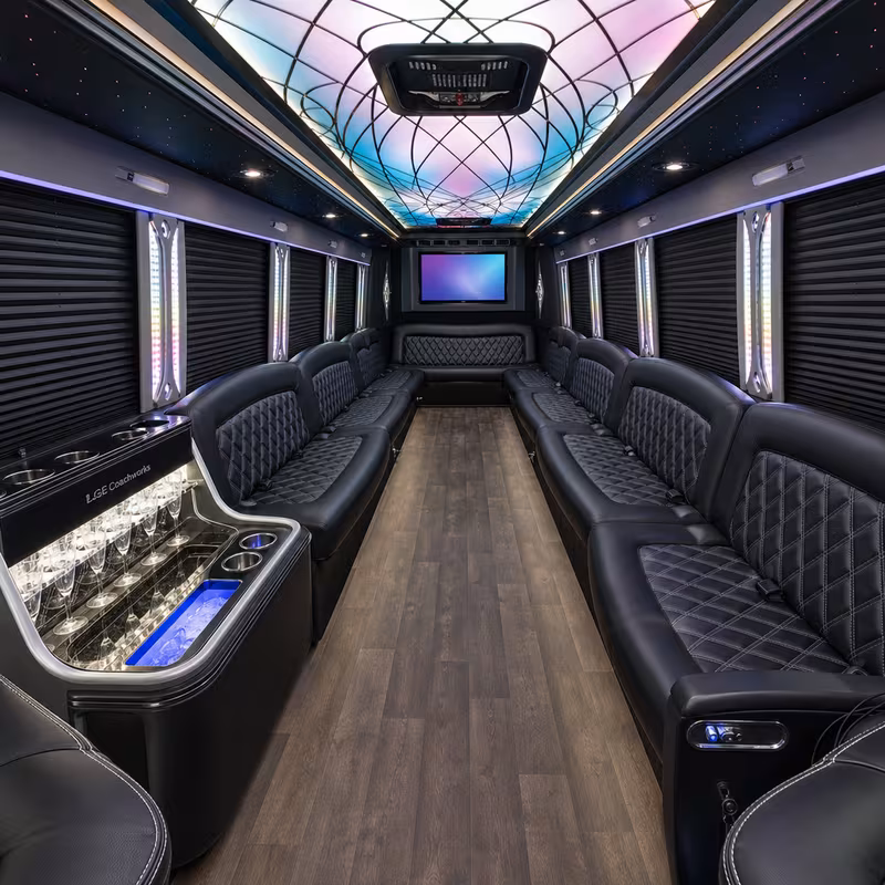 15 Passenger Party Bus Interior