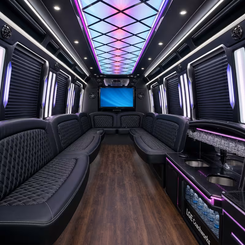 15 Passenger Party Bus Interior