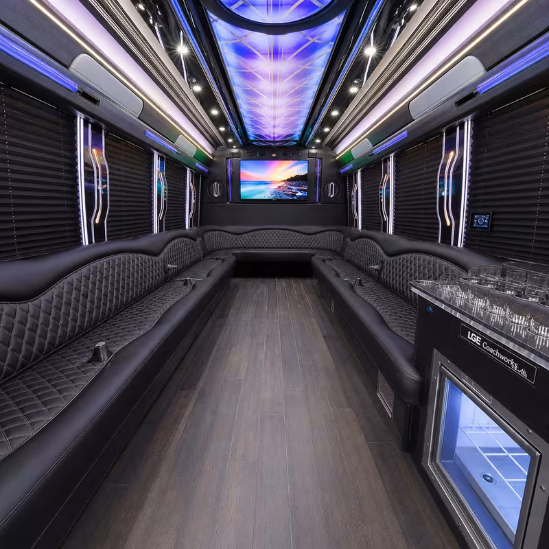 18 Passenger Party Bus Interior