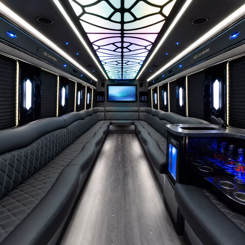 18 Passenger Party Bus Interior
