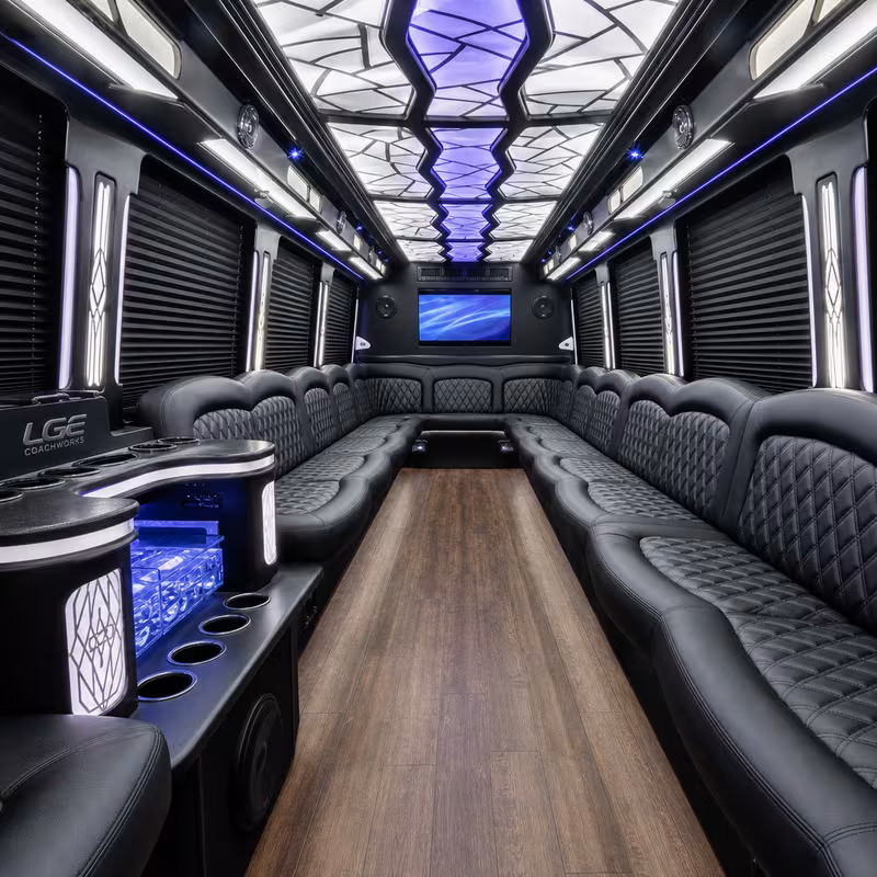 20 Passenger Party Bus Interior