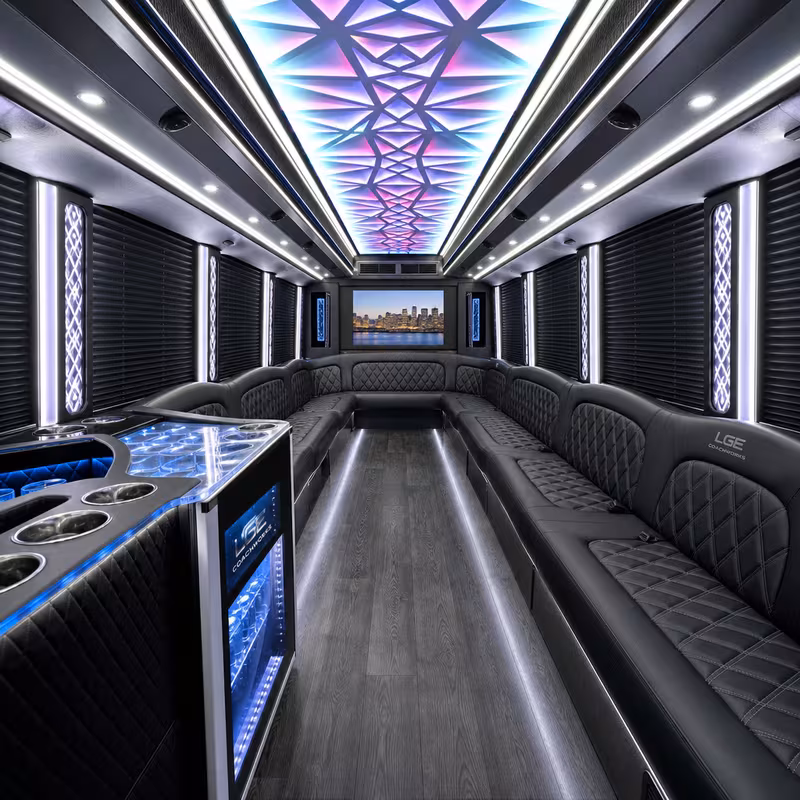 20 Passenger Party Bus Interior