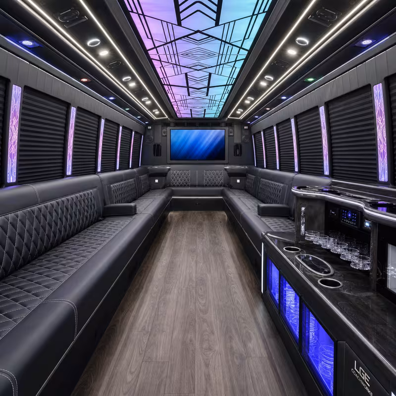 28 Passenger Party Bus Interior