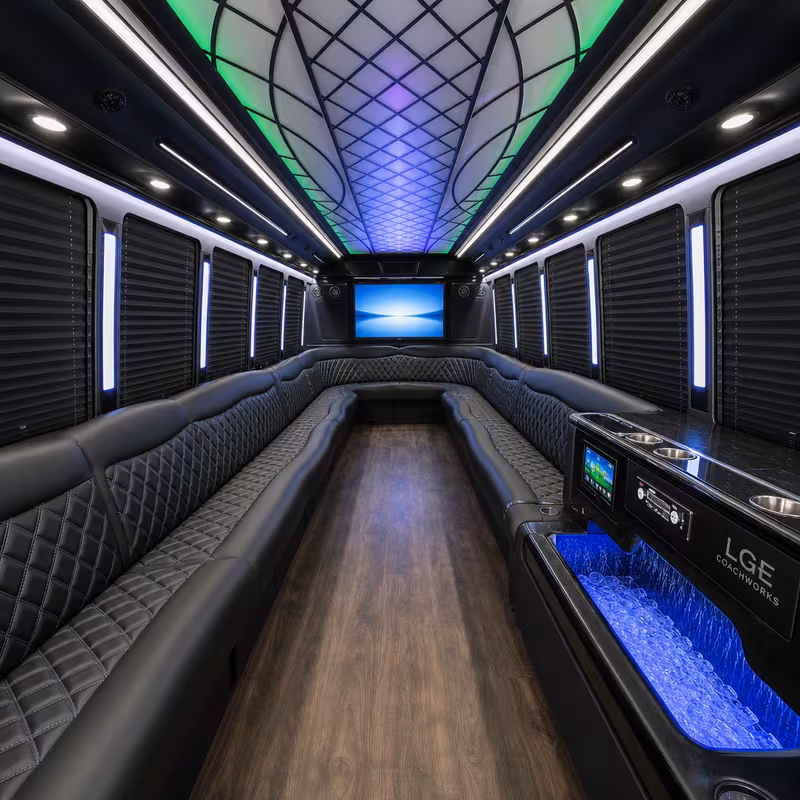 28 Passenger Party Bus Interior