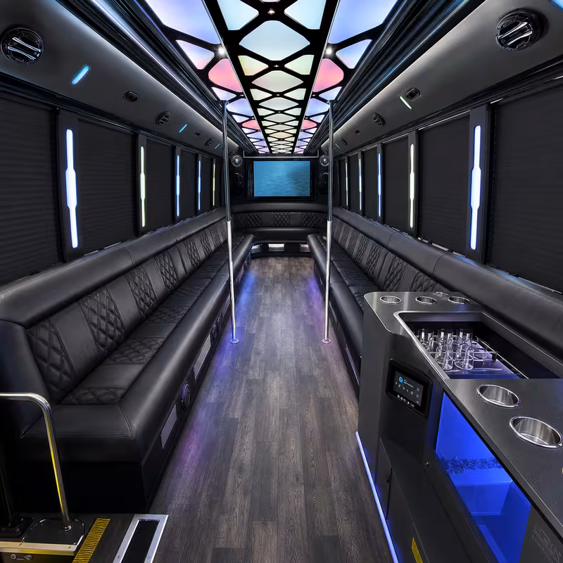 50 Passenger Party Bus Interior