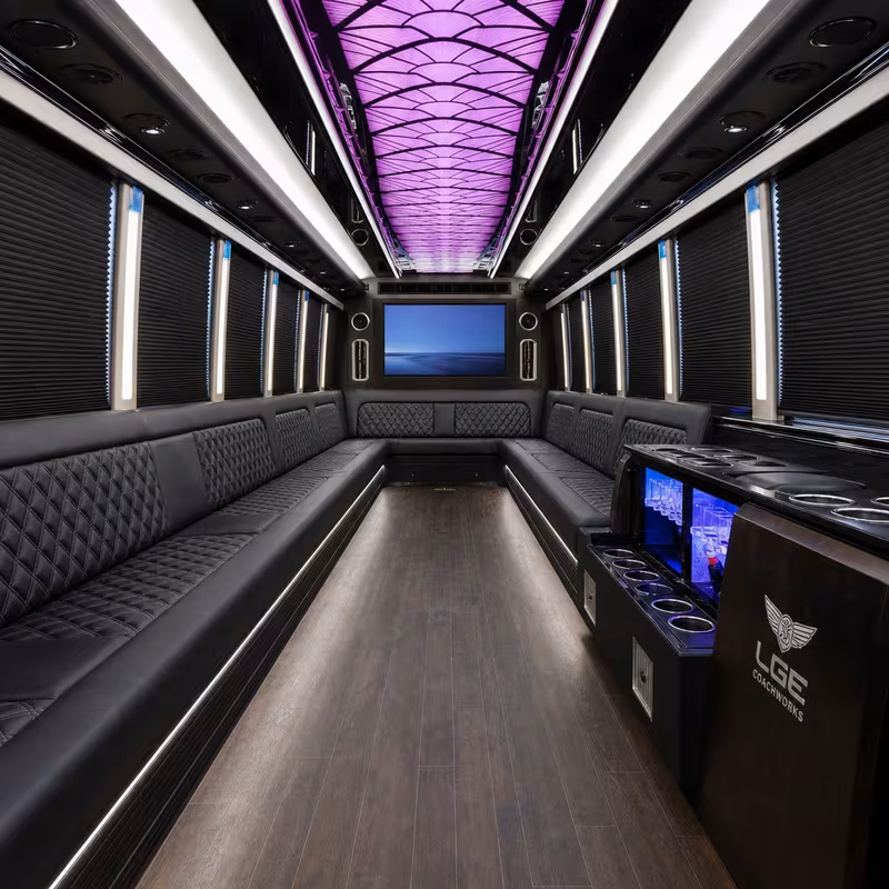 50 Passenger Party Bus Interior