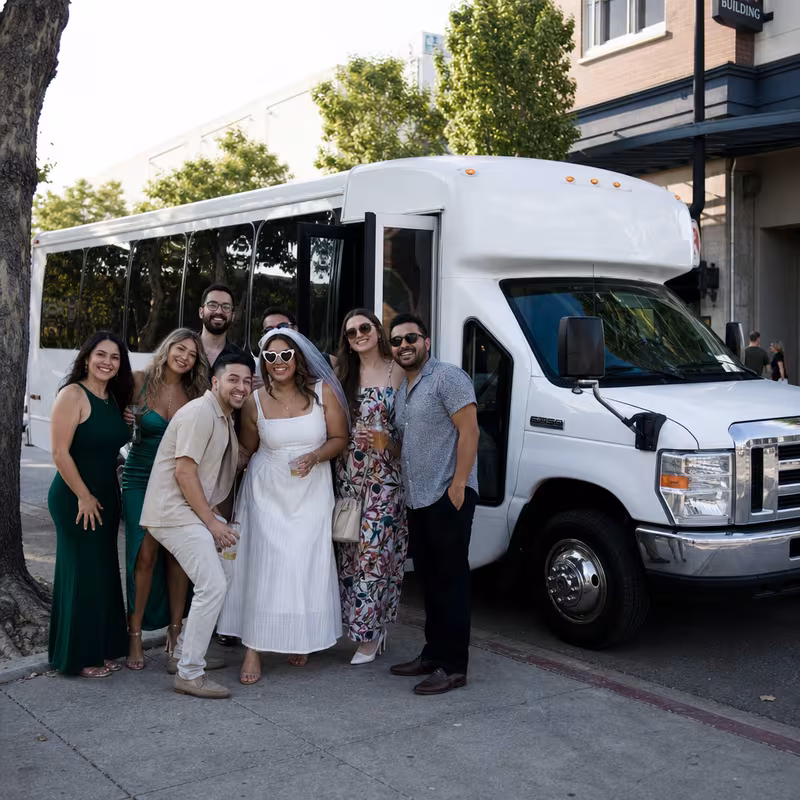 Black Mercedes Sprinter van staged for an Santa Rosa Bachelor & Bachelorette Transportation group