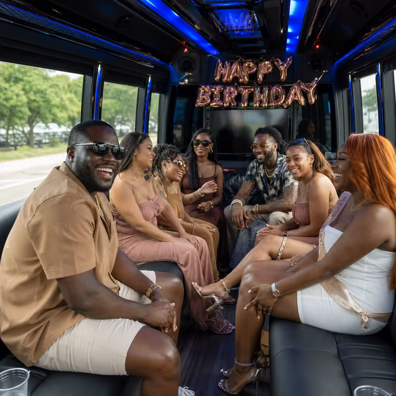 Black Mercedes Sprinter van staged for an Santa Rosa Birthday Transportation group