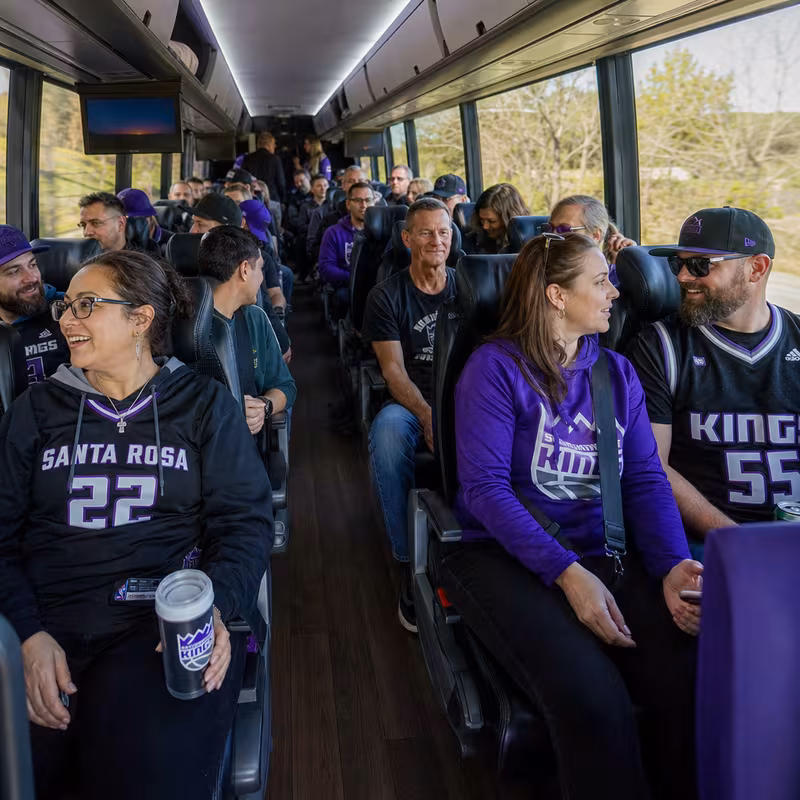 Passenger seating aboard a Santa Rosa party bus rental