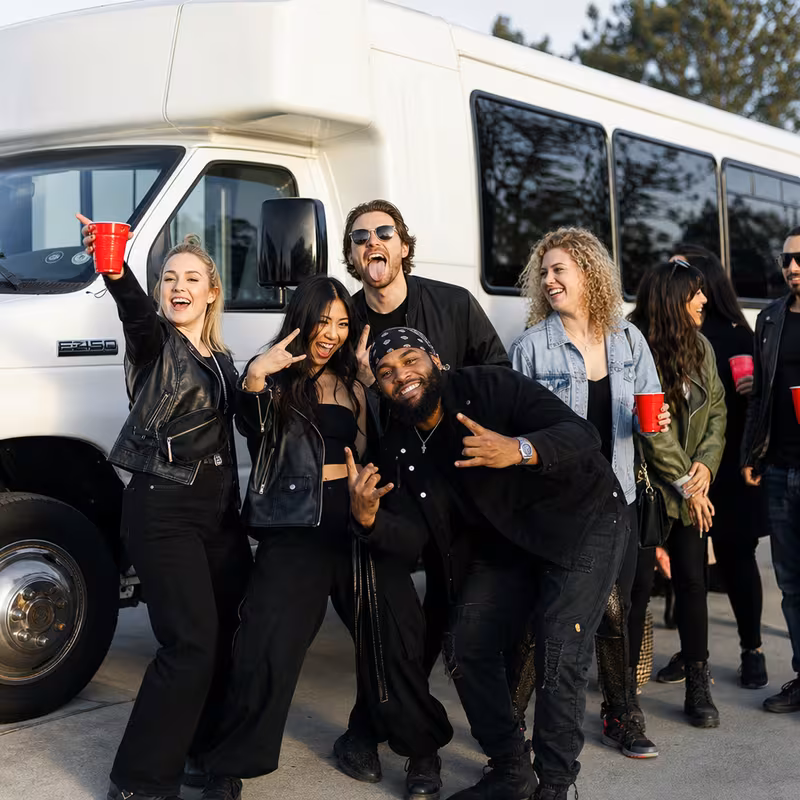 Black Mercedes Sprinter van staged for an Santa Rosa Concert Transportation group