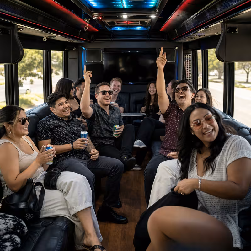 Passengers loading luggage while boarding an Santa Rosa group shuttle