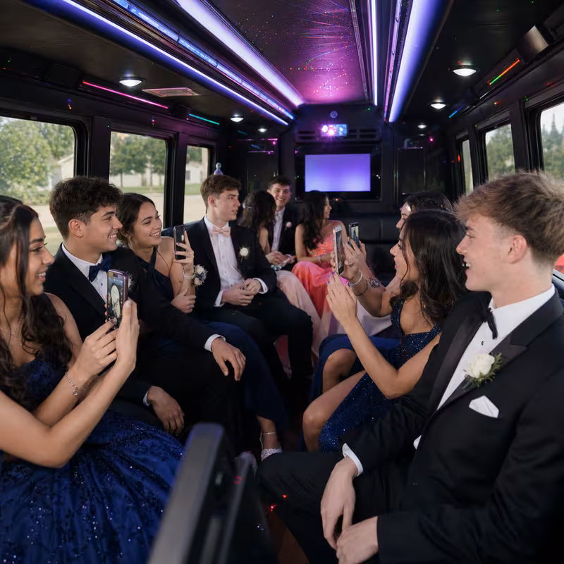 Black Mercedes Sprinter van staged for an Santa Rosa Prom & Homecoming Transportation group