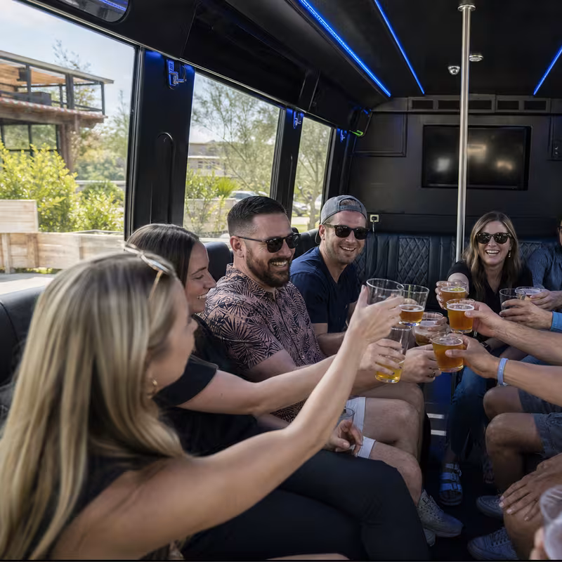 Black Mercedes Sprinter van staged for an Santa Rosa Winery & Brewery Tour Transportation group
